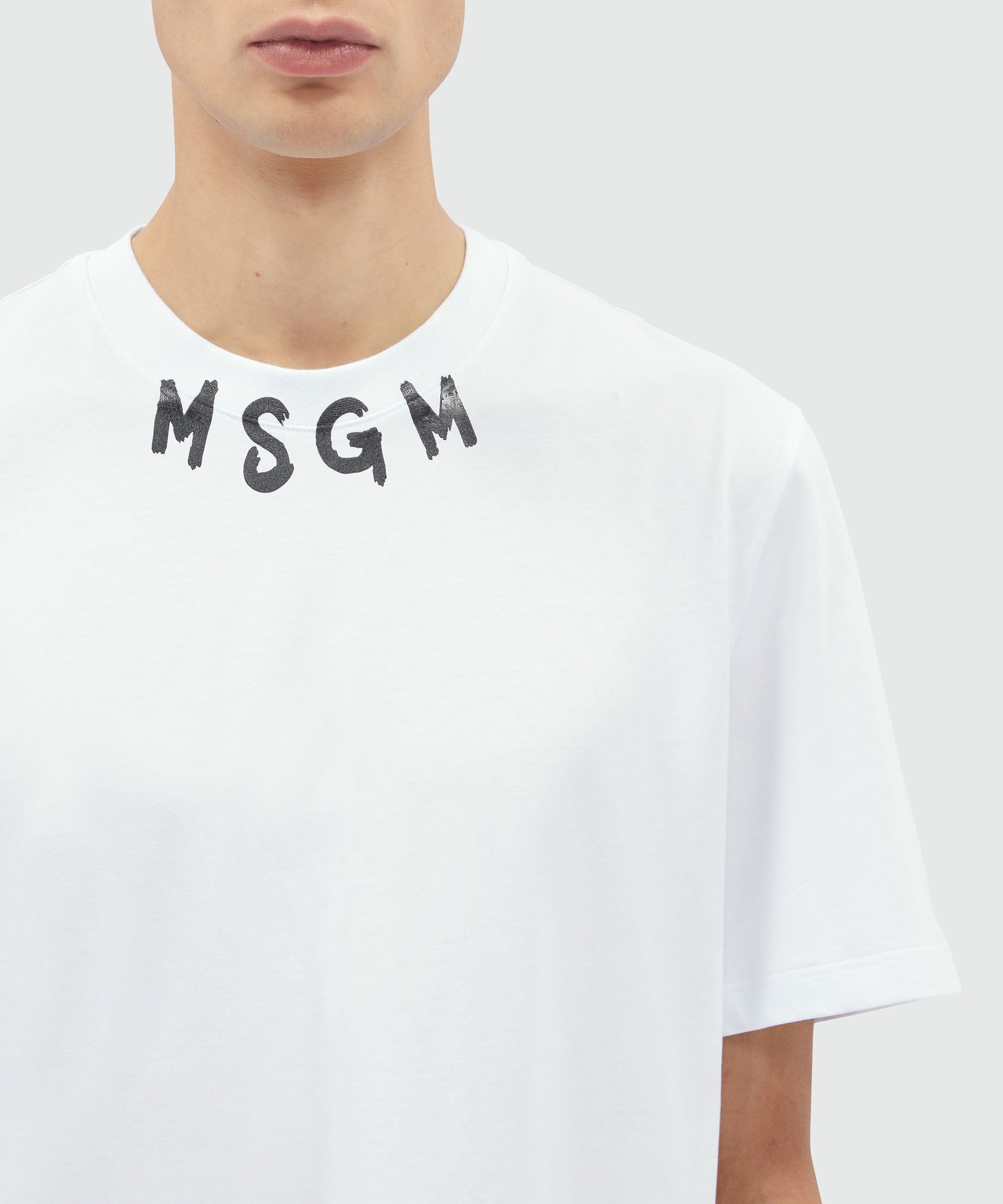 White jersey brushstroke logo T-Shirt - 5