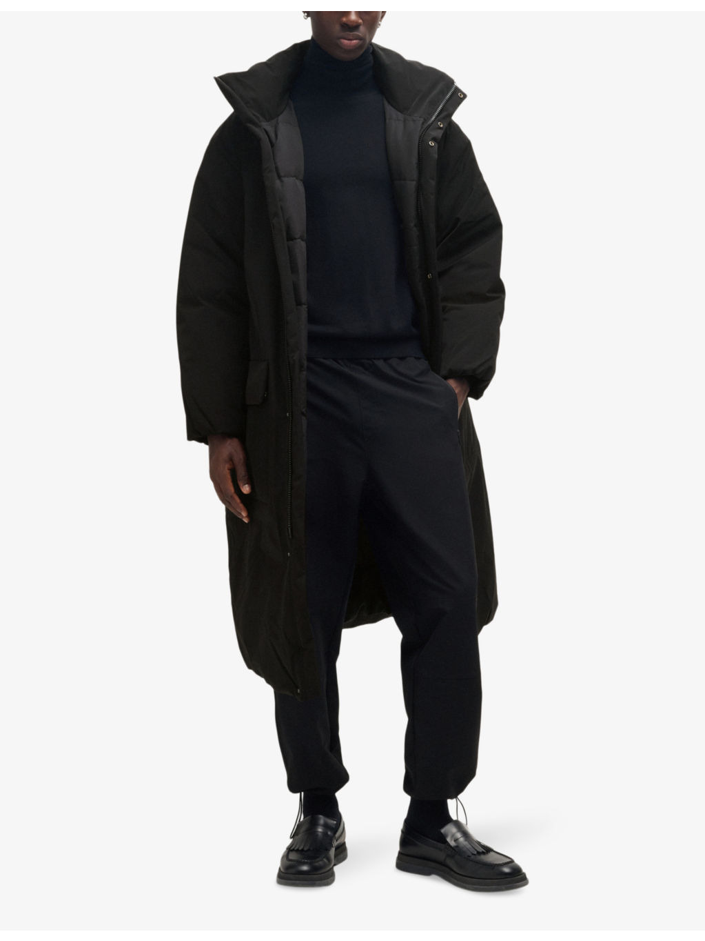 Logo-patch hooded woven puffer jacket - 3