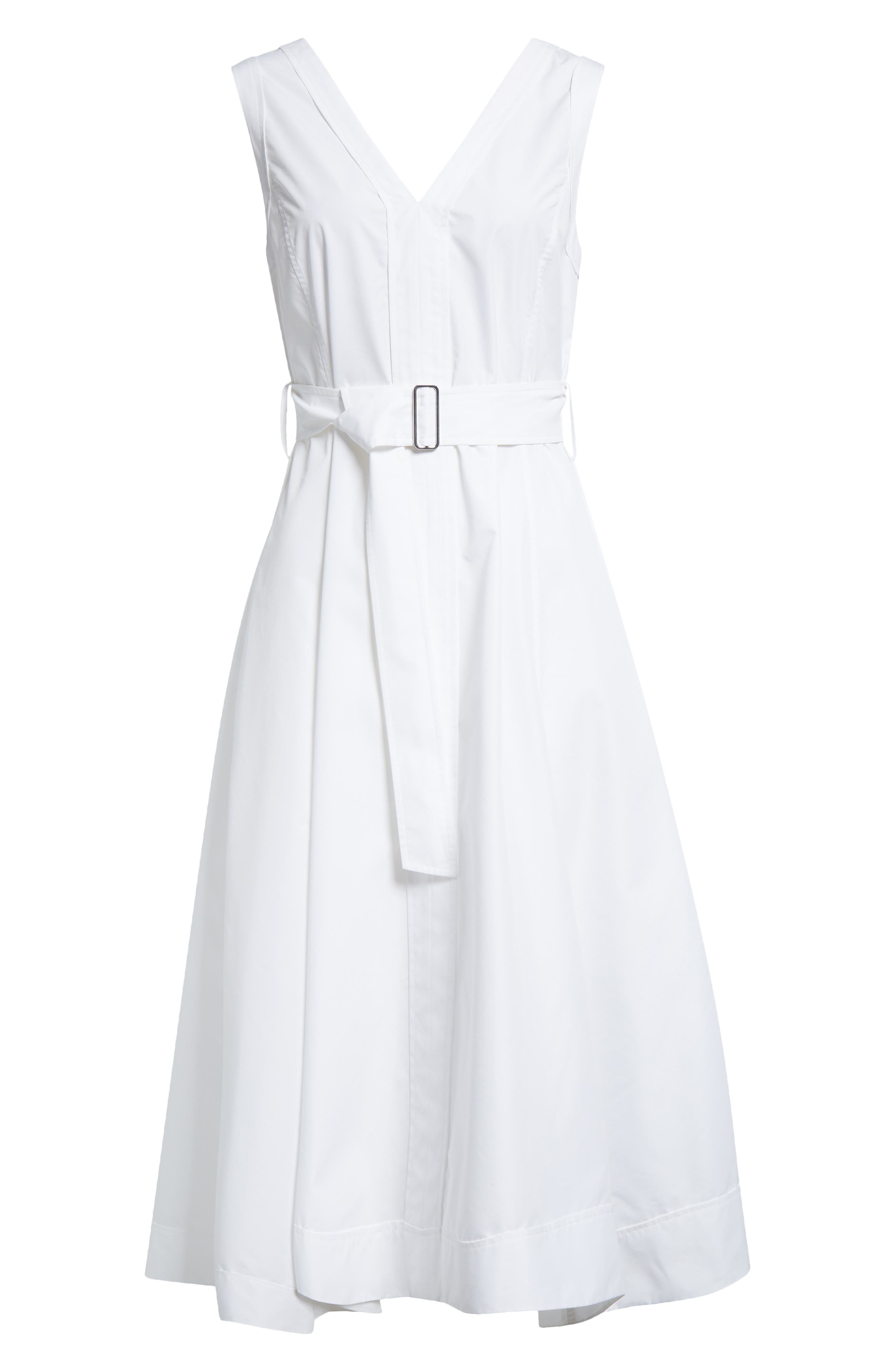 3.1 Phillip Lim Sleeveless Belted Cotton Blend Midi Dress in White at Nordstrom - 5
