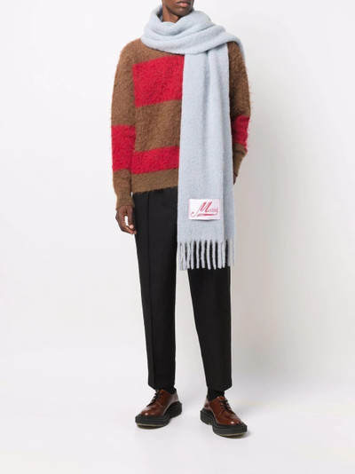 Marni logo-patch fringe scarf outlook