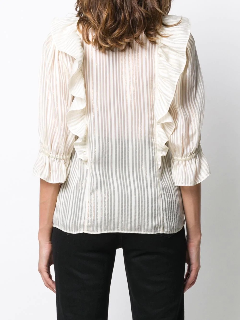 lamé striped silk blouse - 4