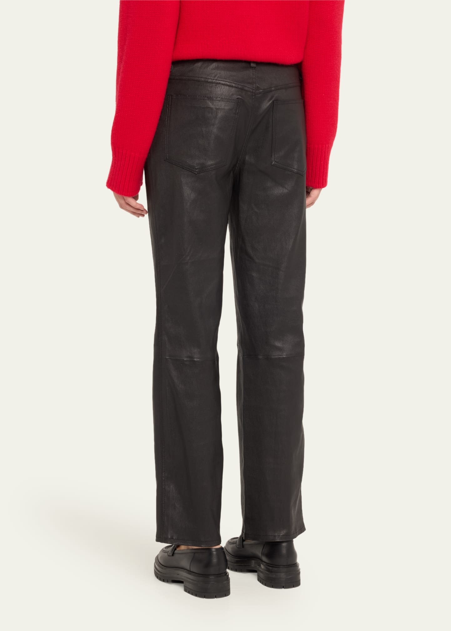 Slim Straight Leather Pants - 3