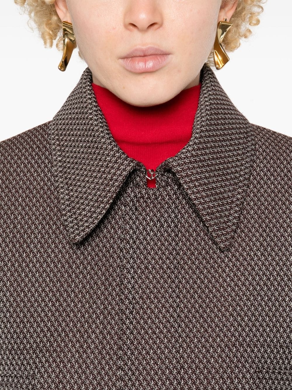 jacquard single-breasted coat - 5