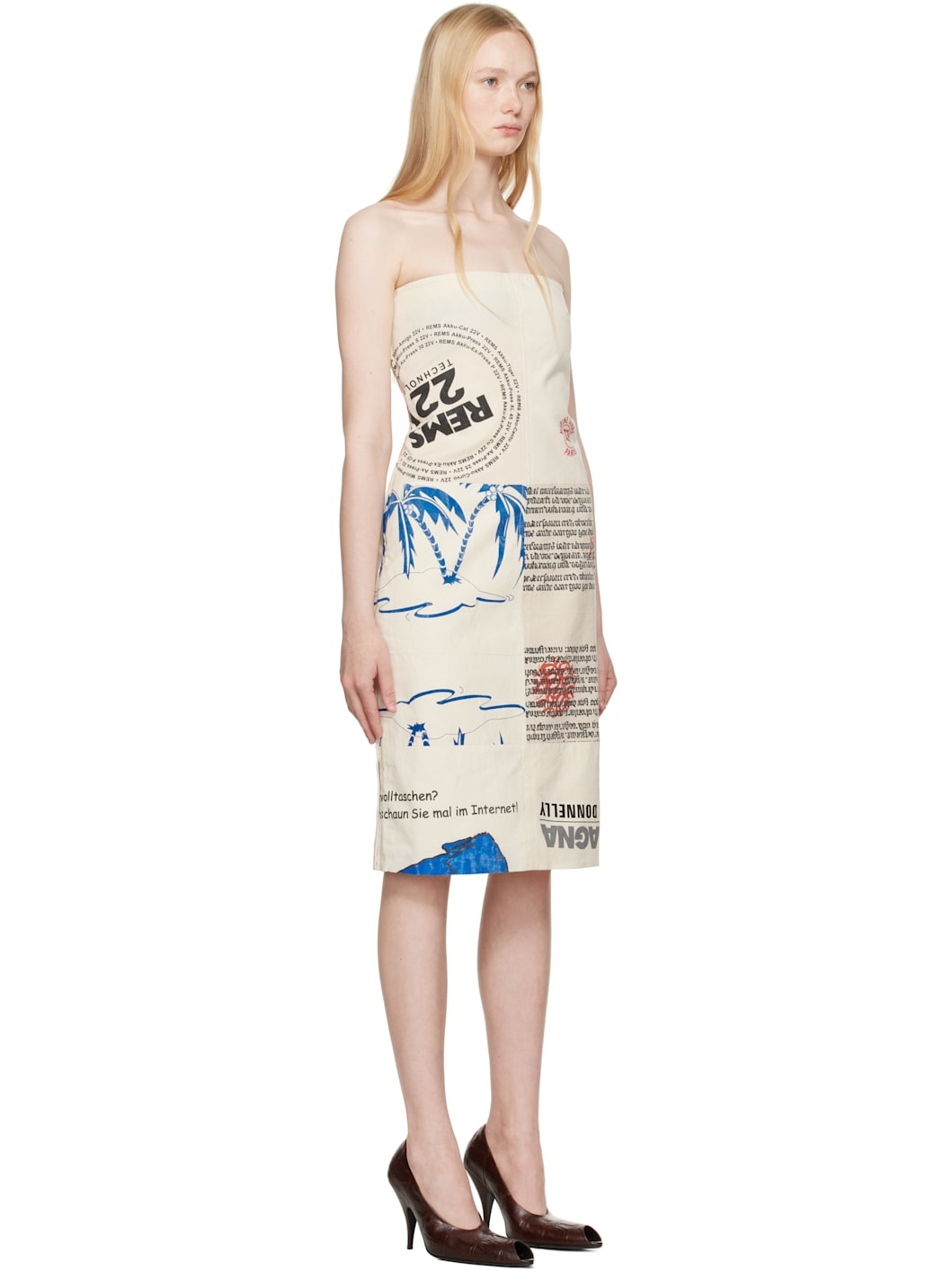 Beige Regenerated Tote Bags Bustier Midi Dress - 2