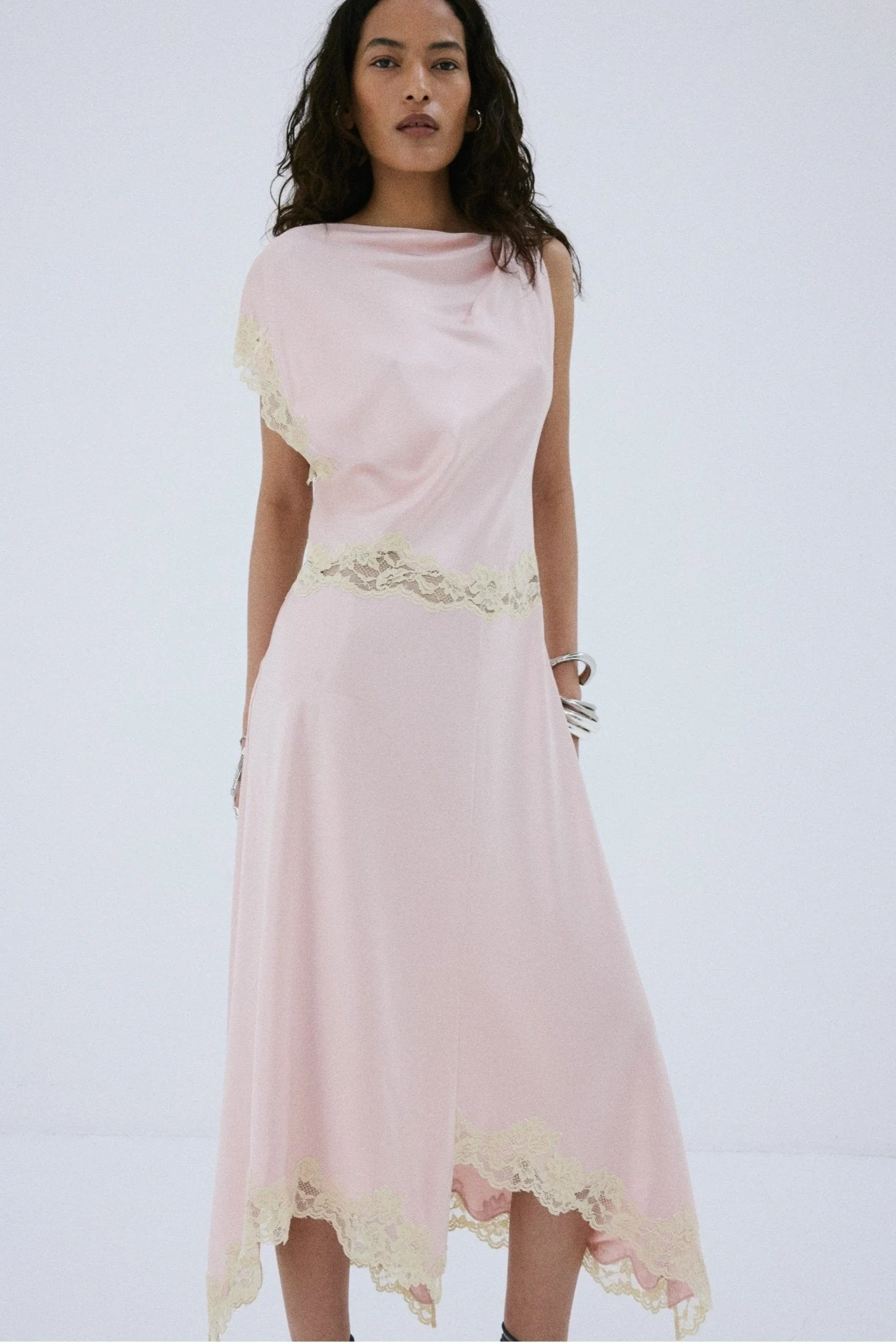 ADRIANA MIDI DRESS IN PINK DOUBLE SATIN - 1