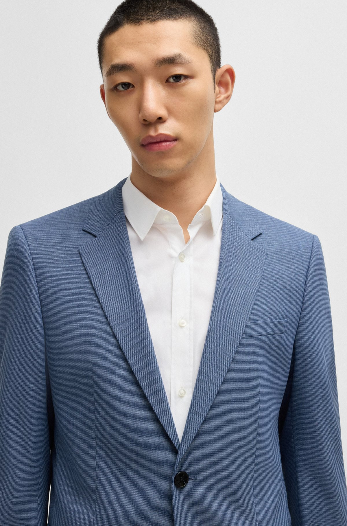 SLIM-FIT SUIT JACKET IN MOULINÉ PERFORMANCE-STRETCH CLOTH - 5
