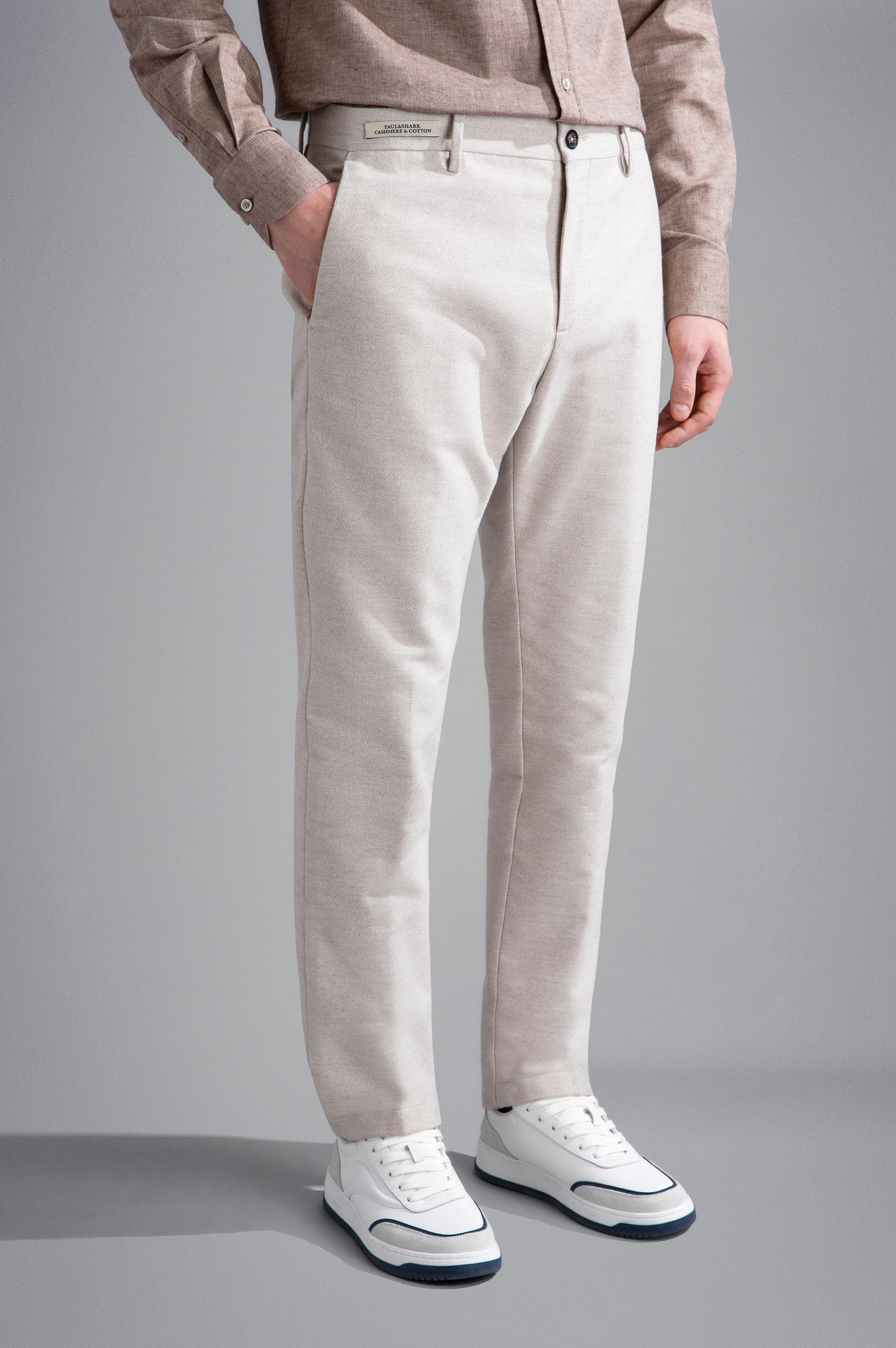 CASHMERE AND COTTON CHINO TROUSERS - 6