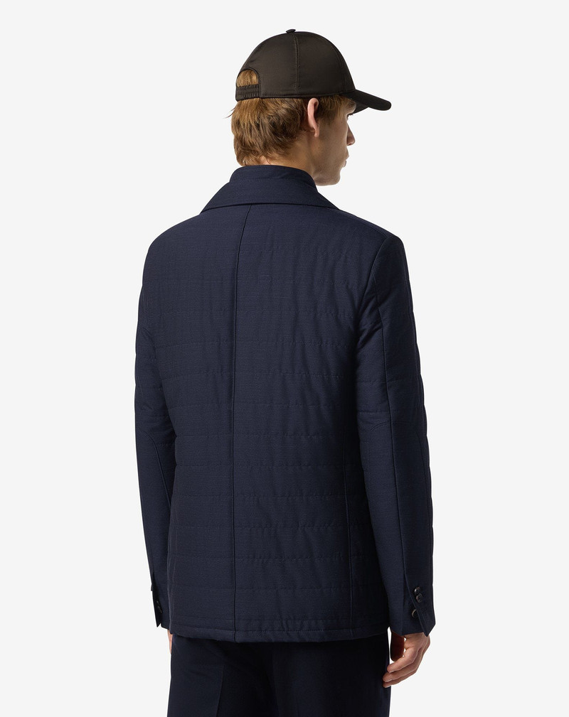 Blue stretch technical wool jacket with detachable vest 3