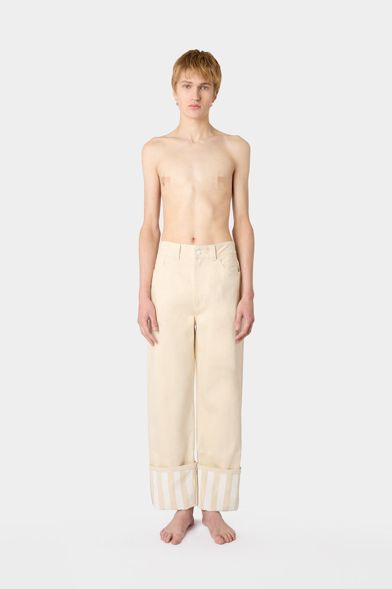 BELLIDENTRO PANTS / denim / ecru & white 1