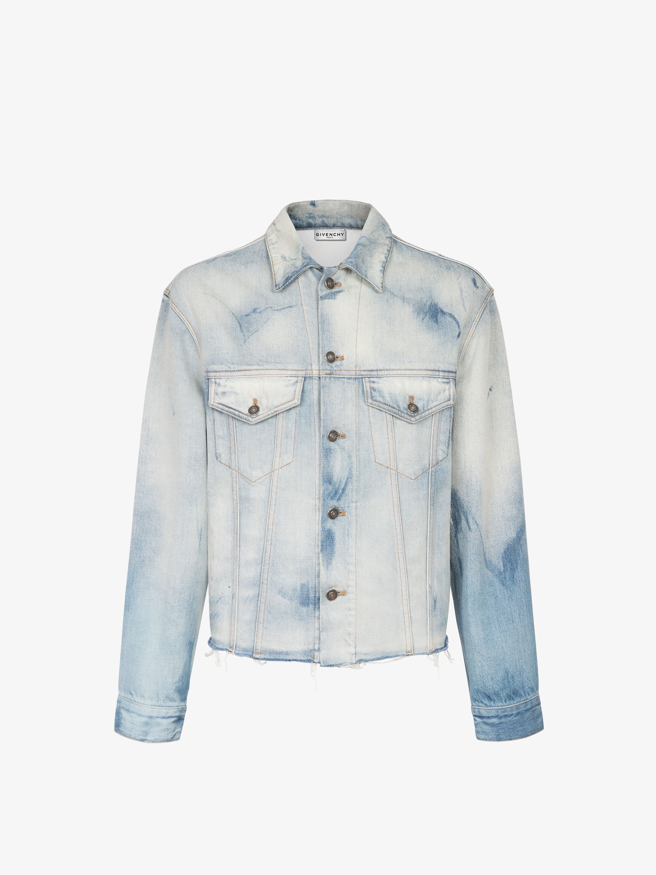 Jacket in washed-out denim with raw cuts - 1