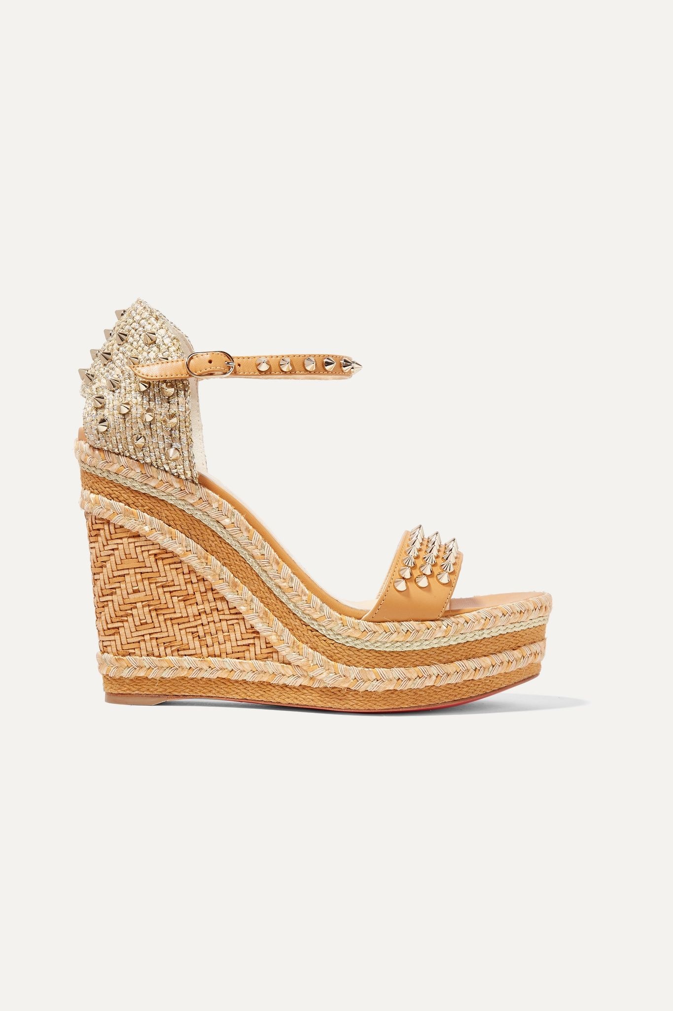 Madmonica 120 spiked raffia and leather espadrille wedge sandals - 1