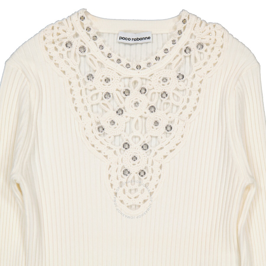 Rabanne Long Sleeve Floral Detail Knit Sweater - 7