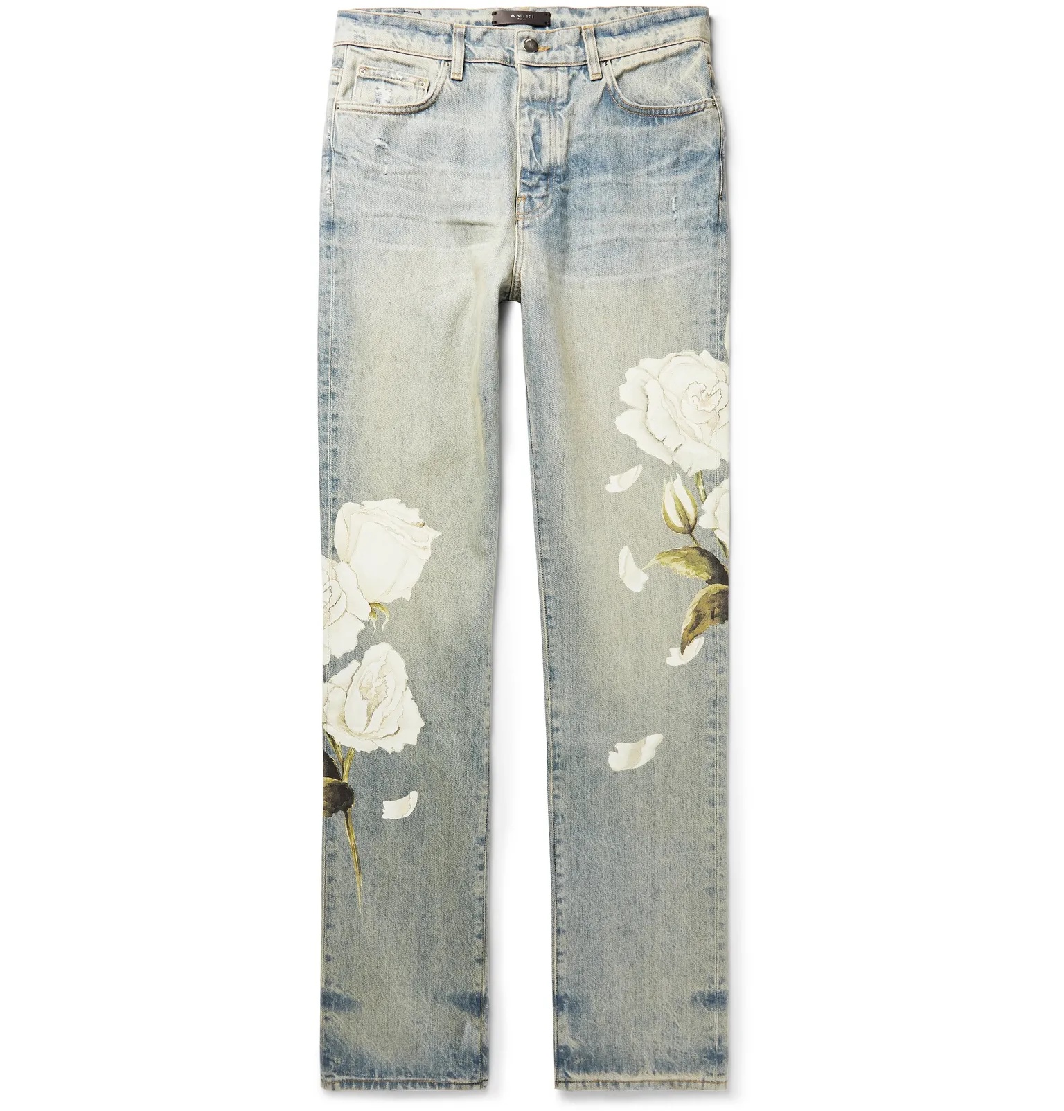 Painted Distressed Denim Jeans - 1