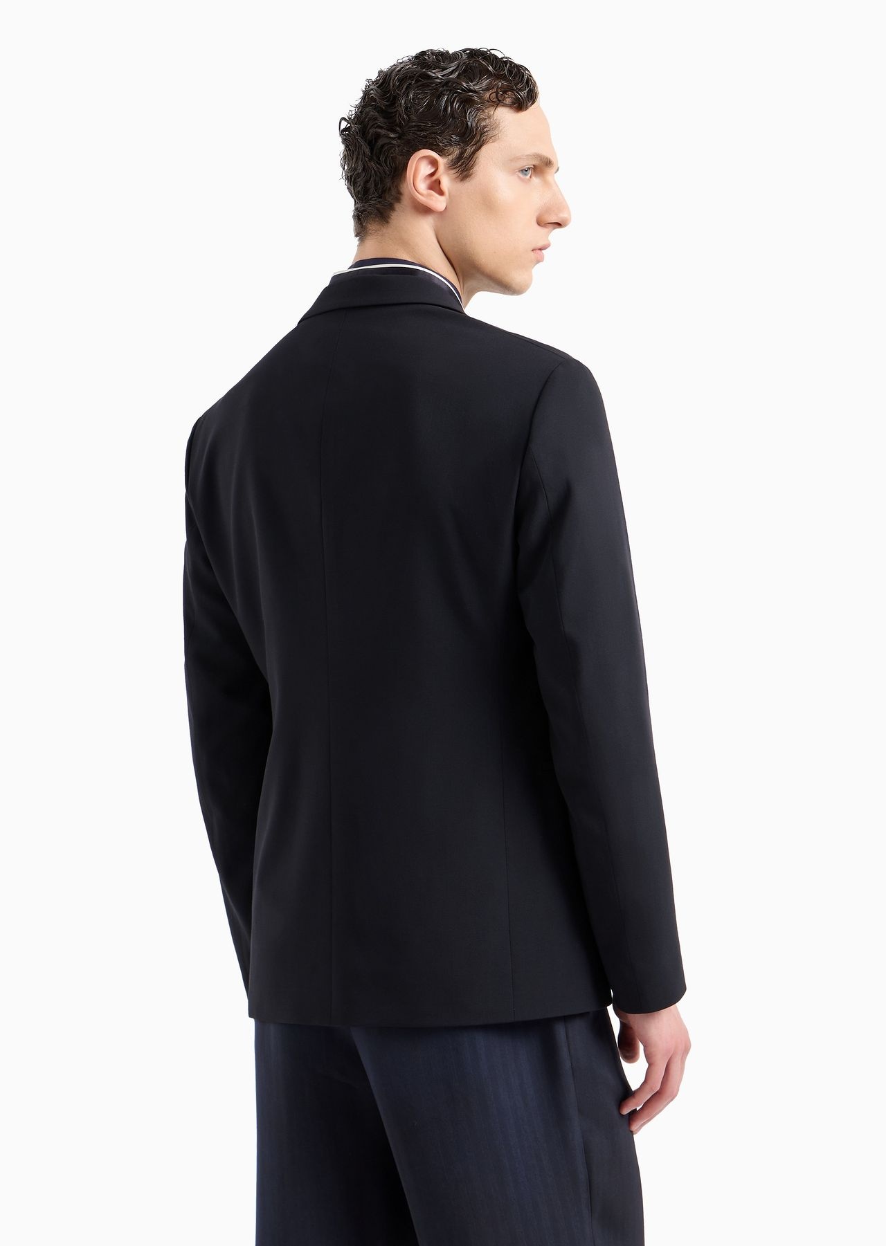 Single-breasted jacket in virgin wool crêpe - 3