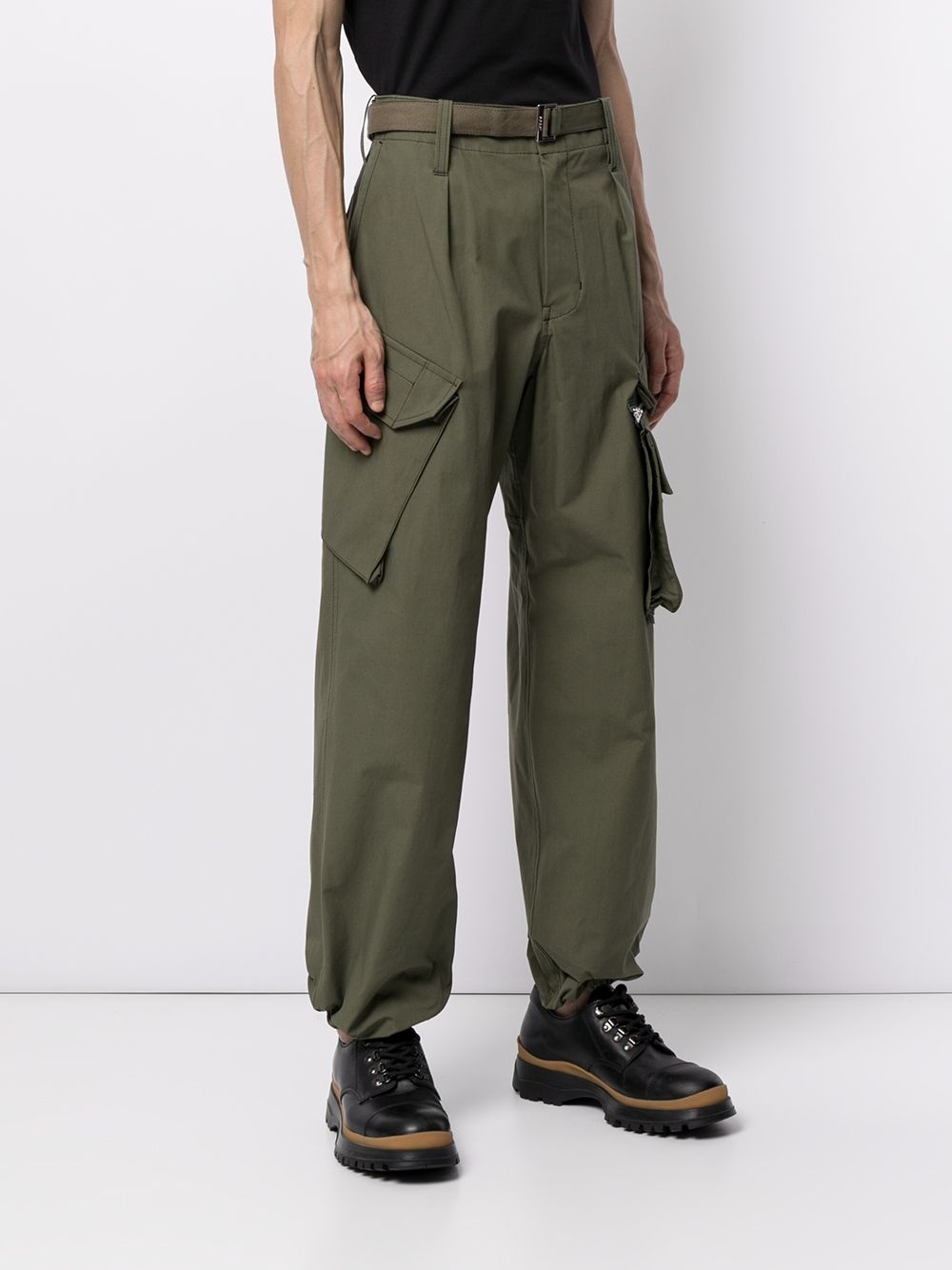 belted cargo trousers - 3