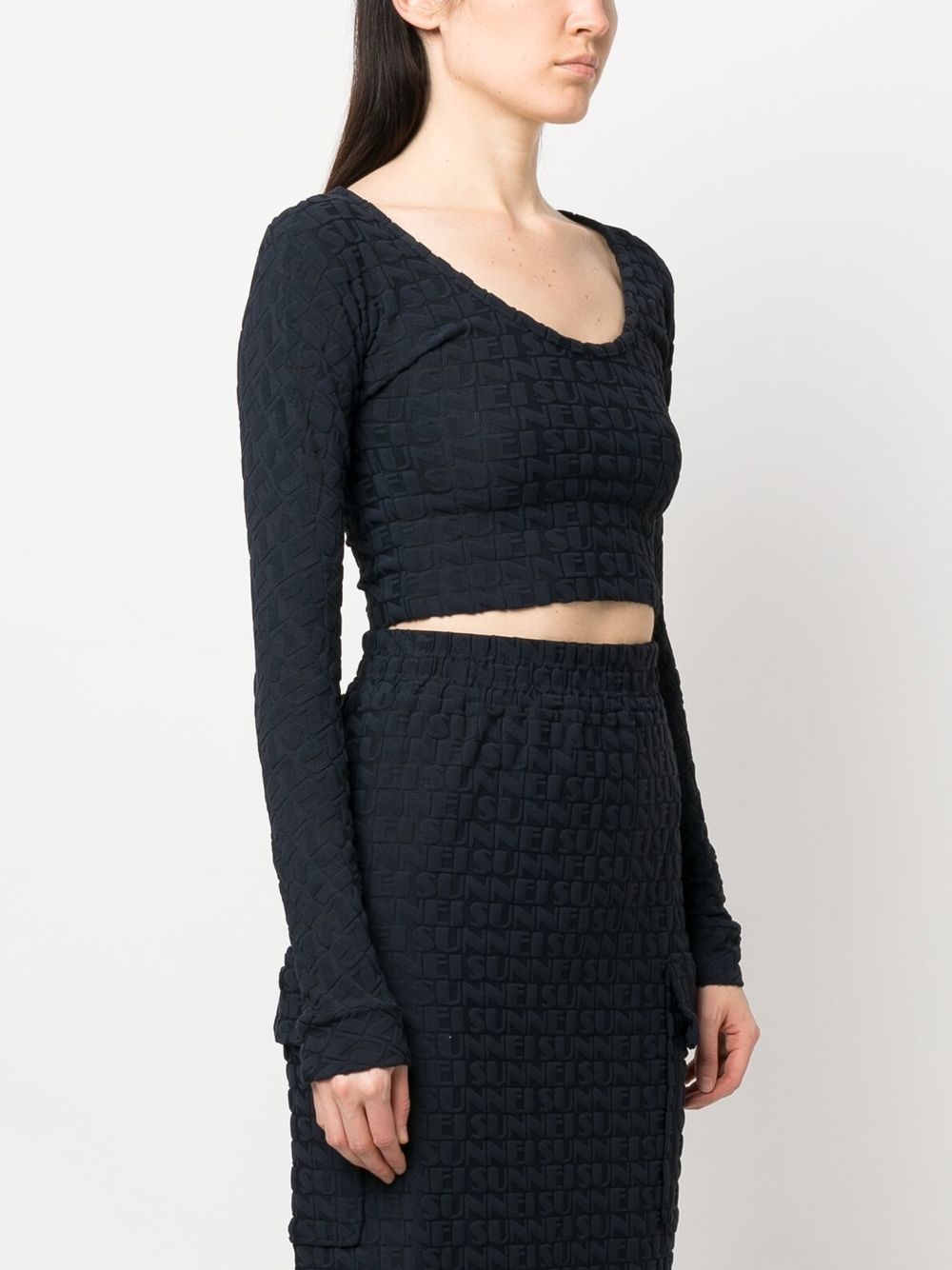 embossed logo-print cropped top - 3