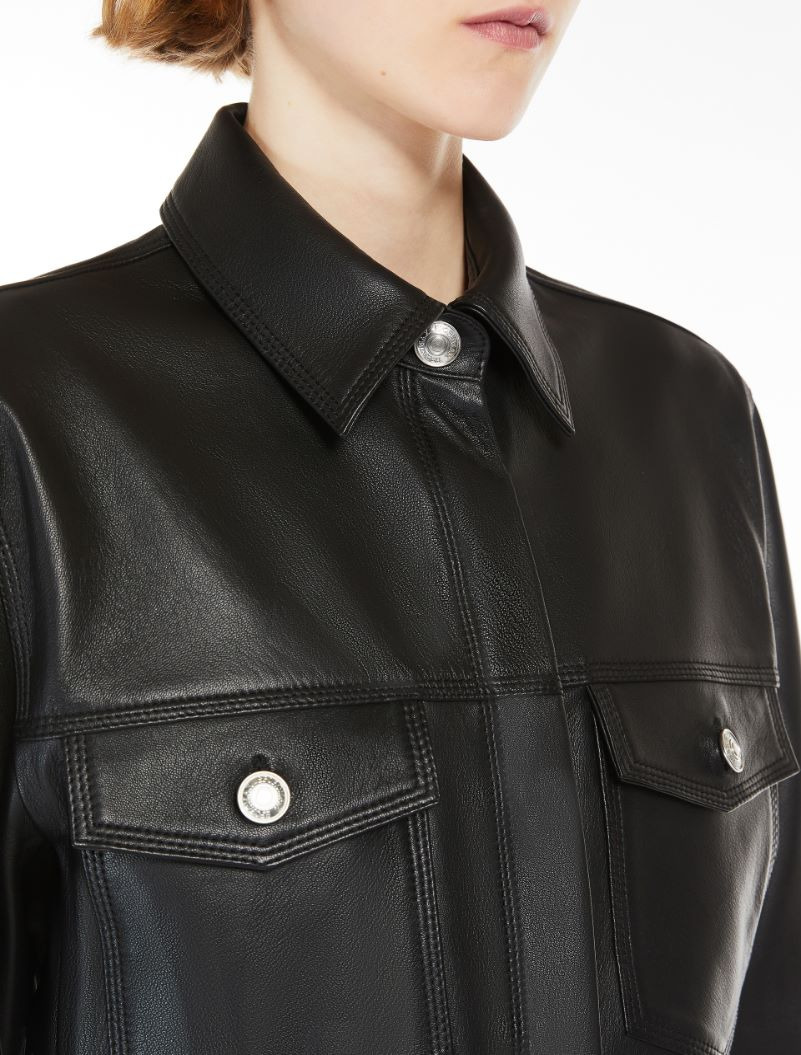 Nappa-leather oversized shirt - 6
