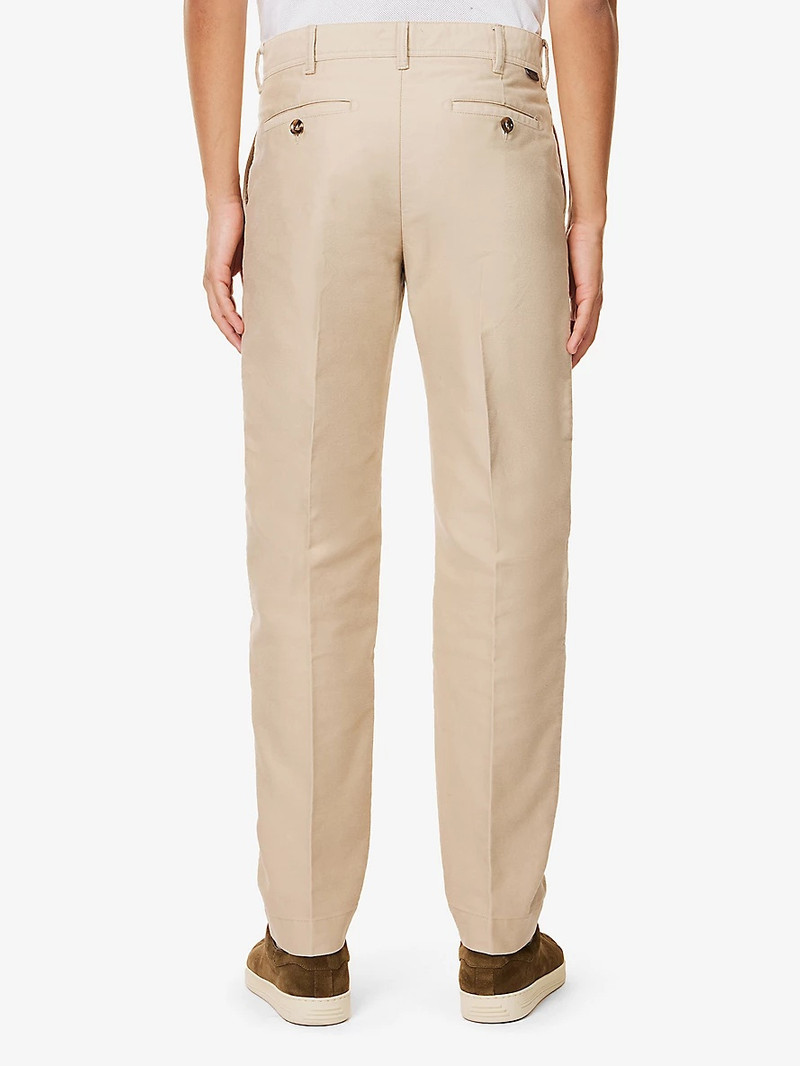 Brushed Straight-Leg Regular-Fit Cotton Trousers 4