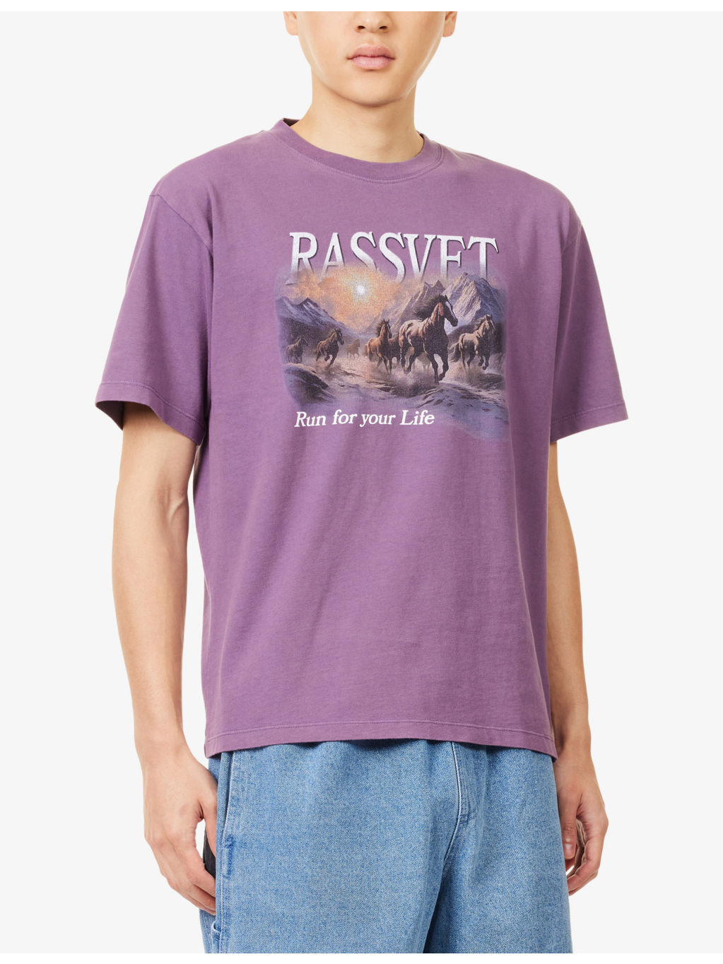 Horses Graphic Print Cotton T-Shirt - 3