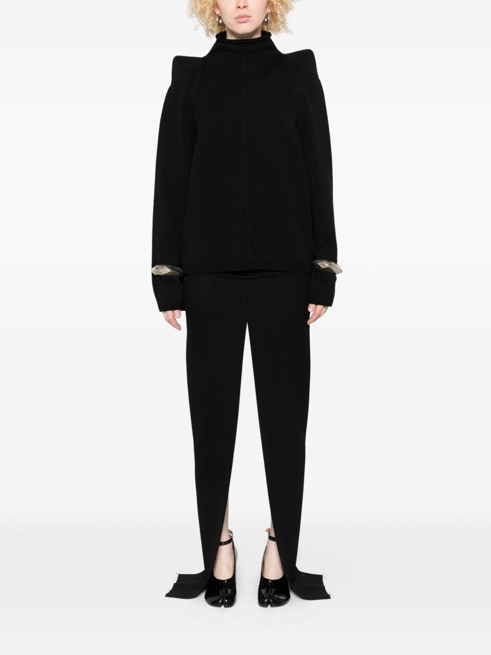 high-neck wide-sleeve sweater - 2
