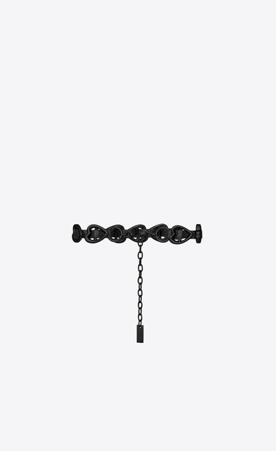 SAINT LAURENT woven heart bracelet in smooth leather and metal outlook