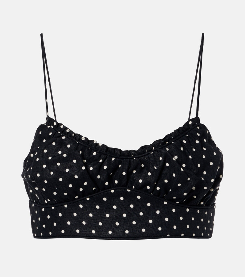 Lucia polka-dot linen crop top 1