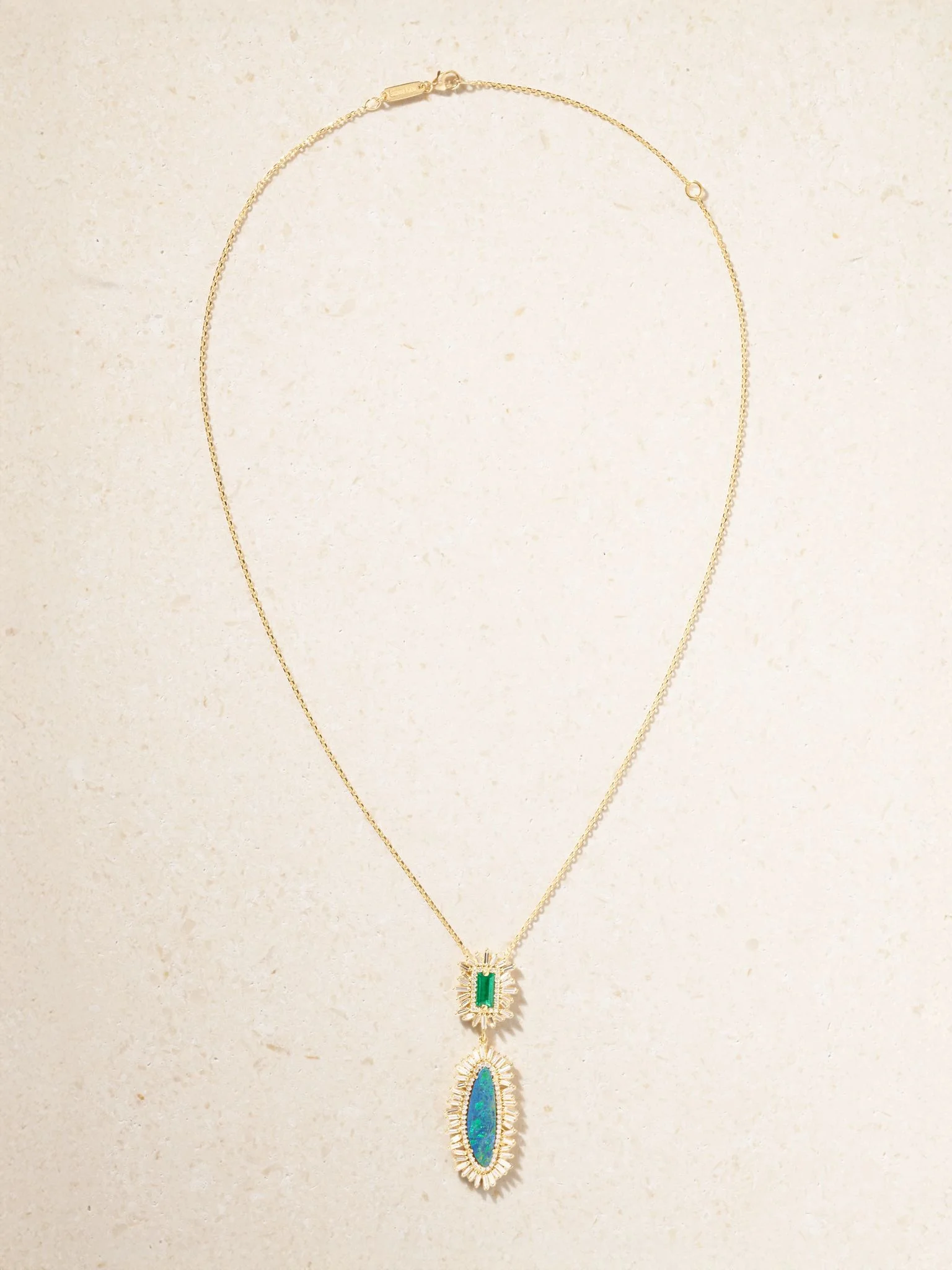 18-karat gold multi-stone necklace Green - 1