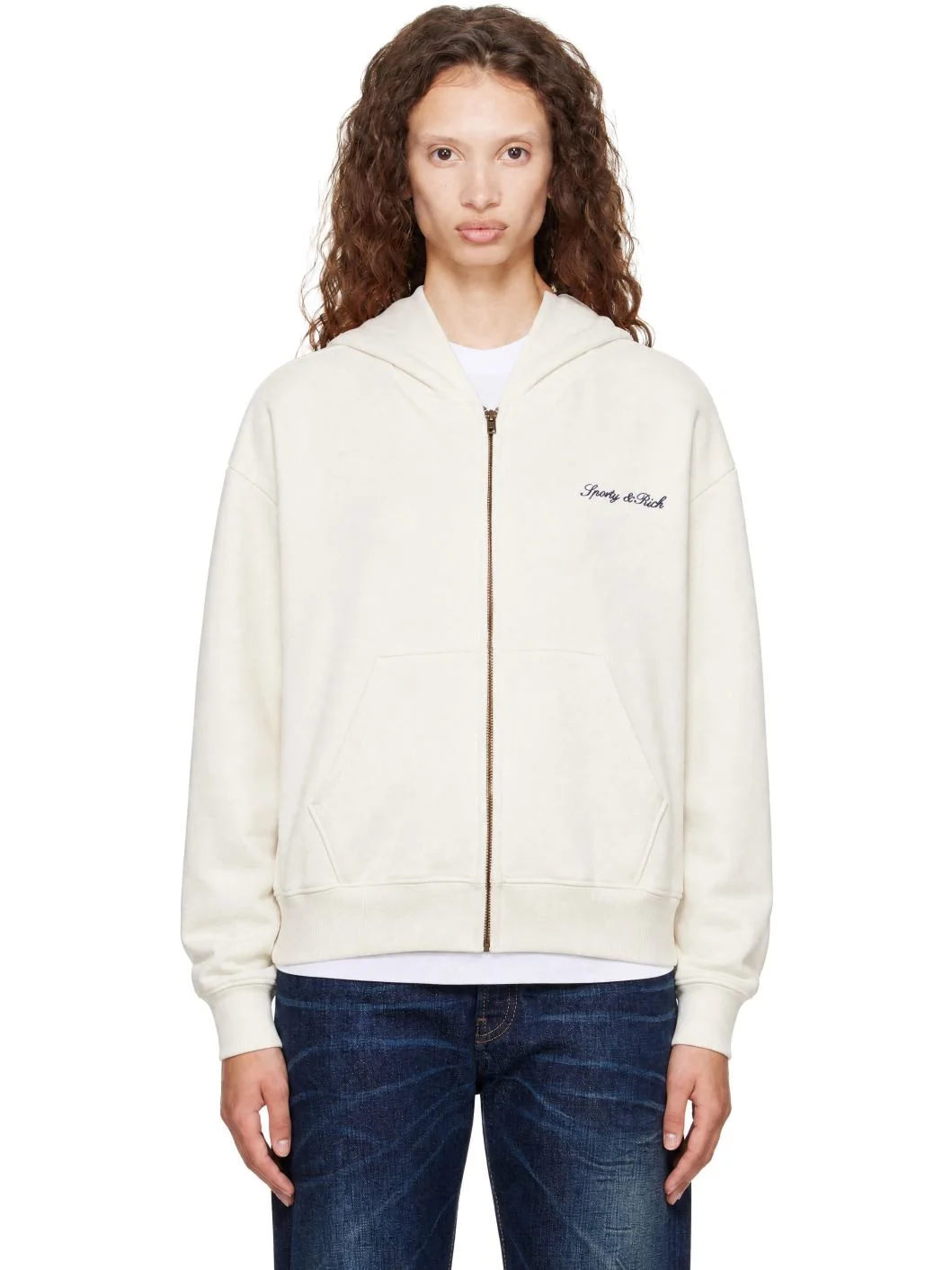 Off-White Signature Logo Embroidered Zip Hoodie - 1