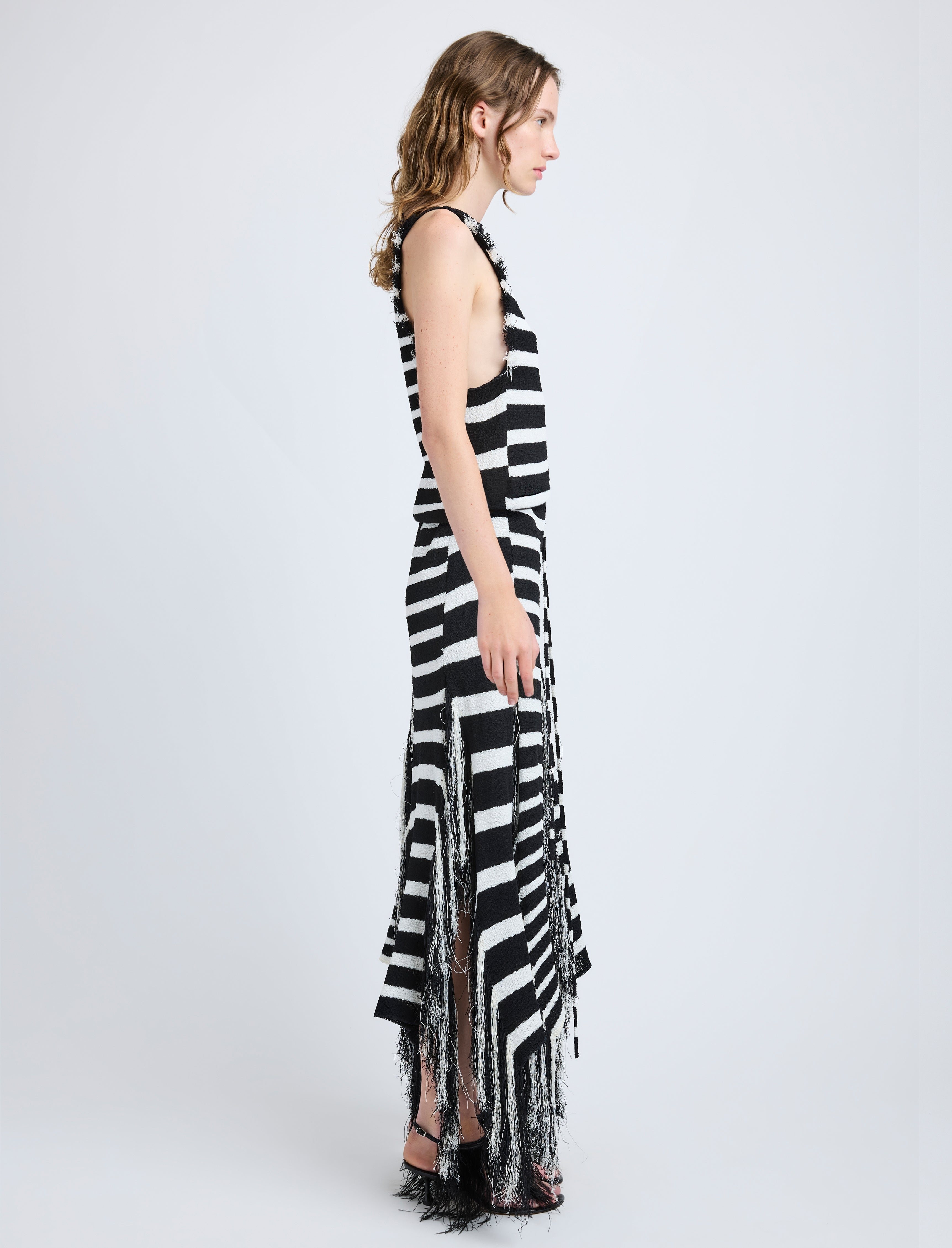 Yves Dress in Stripe Fringed Knit - 3
