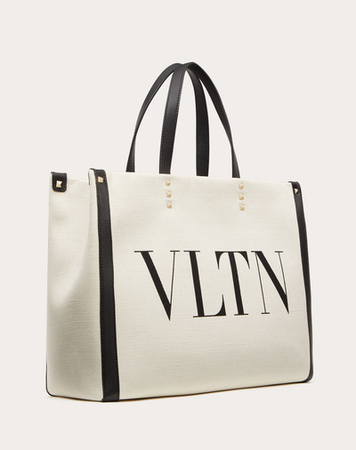 Valentino Small VLTN Print Canvas Tote Bag outlook