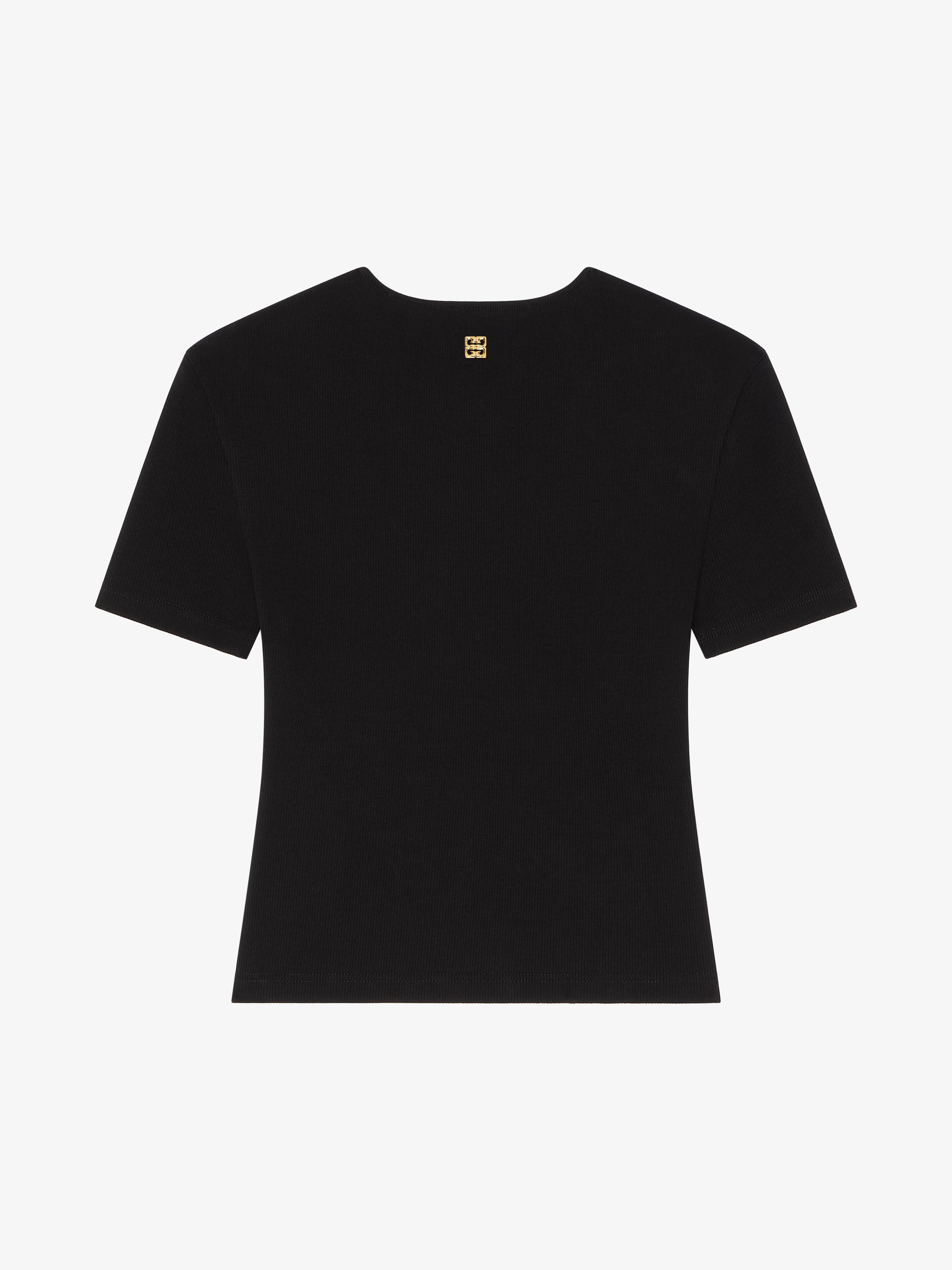 SLIM FIT T-SHIRT IN COTTON WITH LACES AND 4G DETAIL - 4