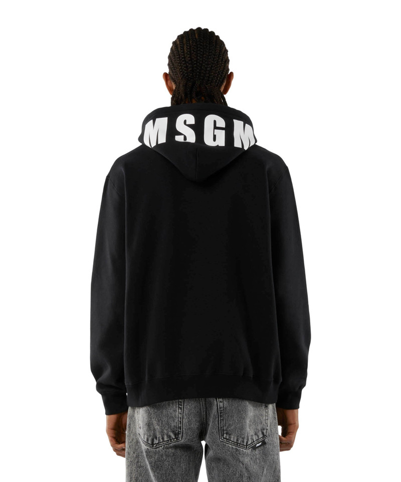 Cotton sweatshirt with a maxi logo on the hood 1