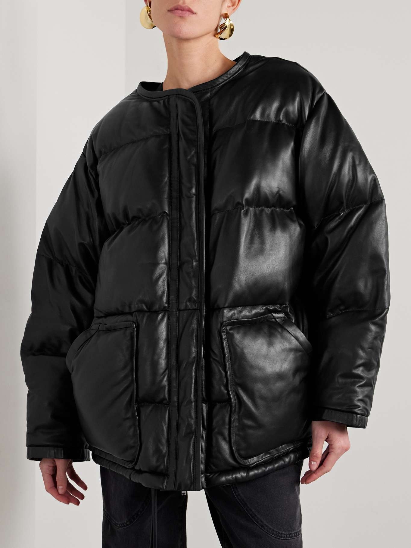 Kelori hooded padded quilted leather coat - 7