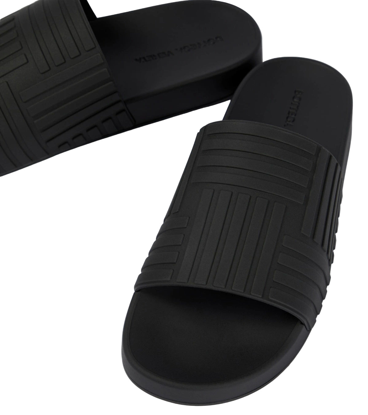 Embossed Rubber Slides 'Black' - 2