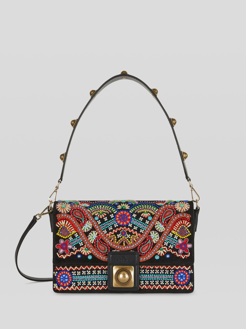 CROWN ME EMBROIDERED SUEDE SHOULDER BAG 1