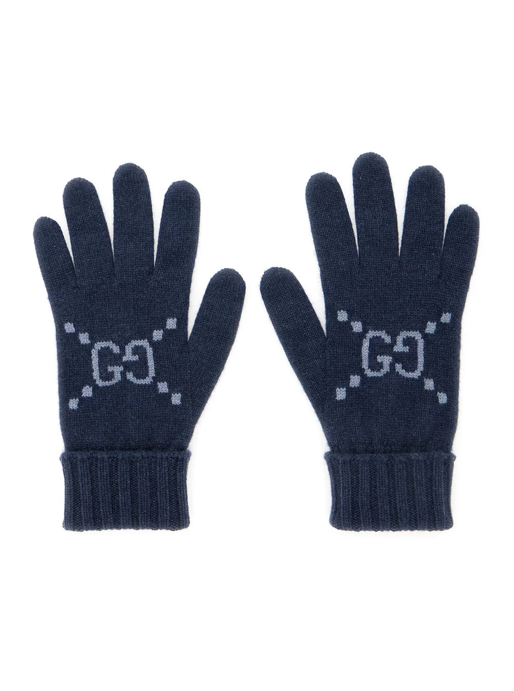 Gucci Women Blue Gloves With Gg Logo Detail On The Front In Cashmere Woman - 1