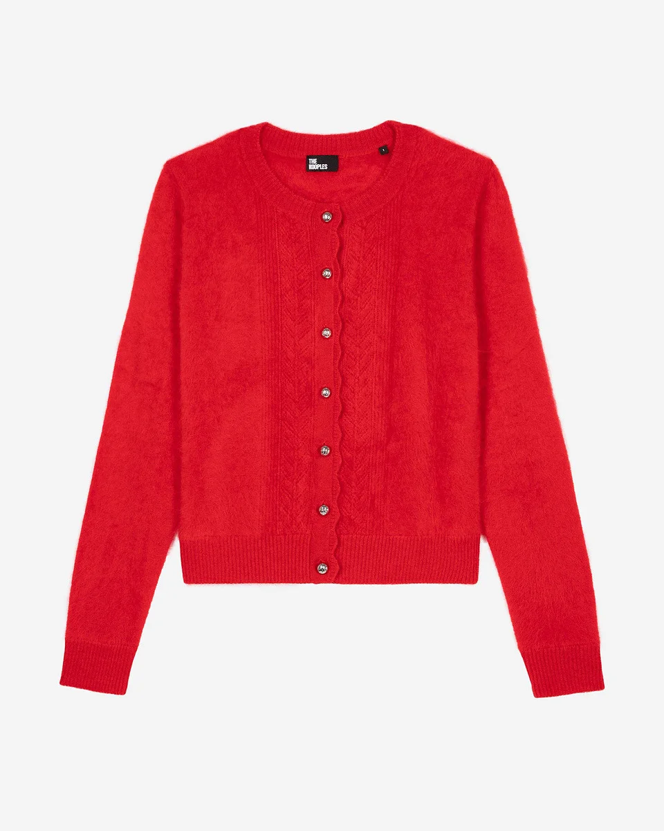 RED CASHMERE CARDIGAN - 1