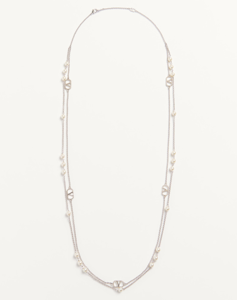 VLOGO SIGNATURE METAL NECKLACE WITH SWAROVSKI® PEARLS - 1