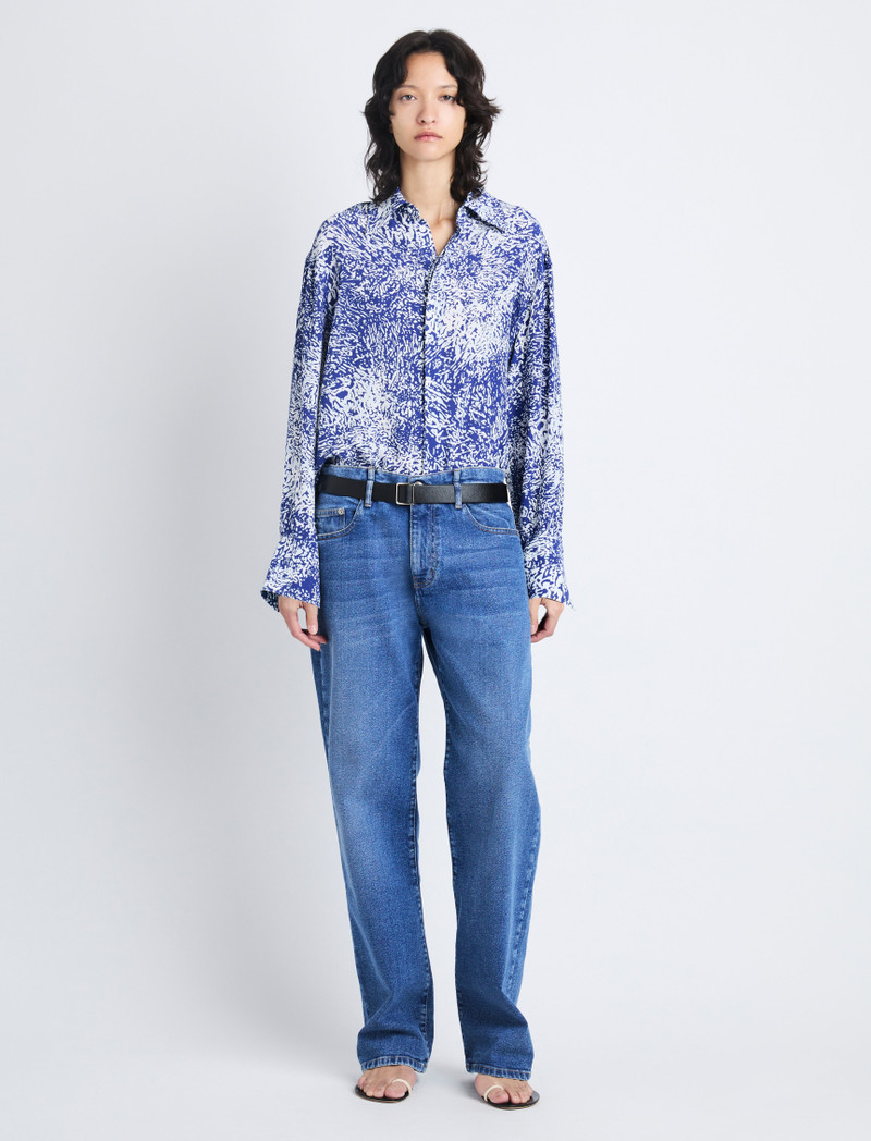 Proenza Schouler Norman Top in Printed Viscose Crepe outlook