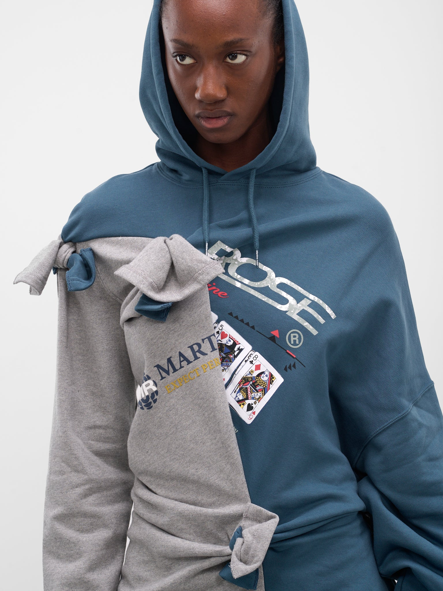 Asymmetric Deconstructed Two-Tone Hoodie - 4