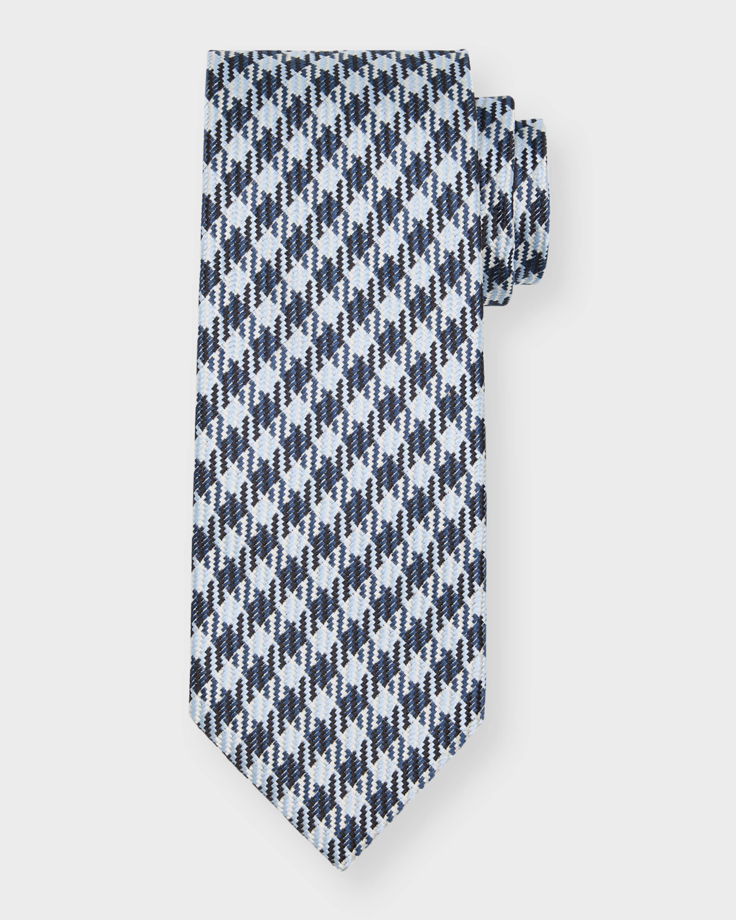 Men's Woven Check Silk Tie - 1