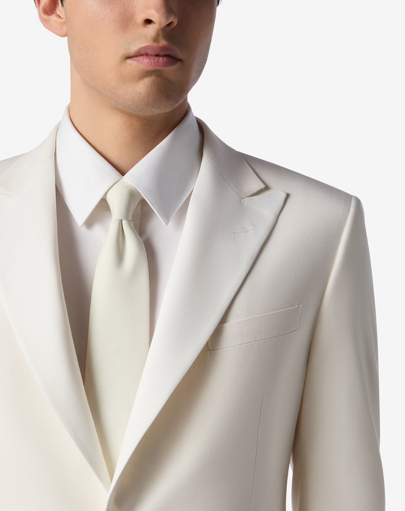White stretch silk tuxedo - 3