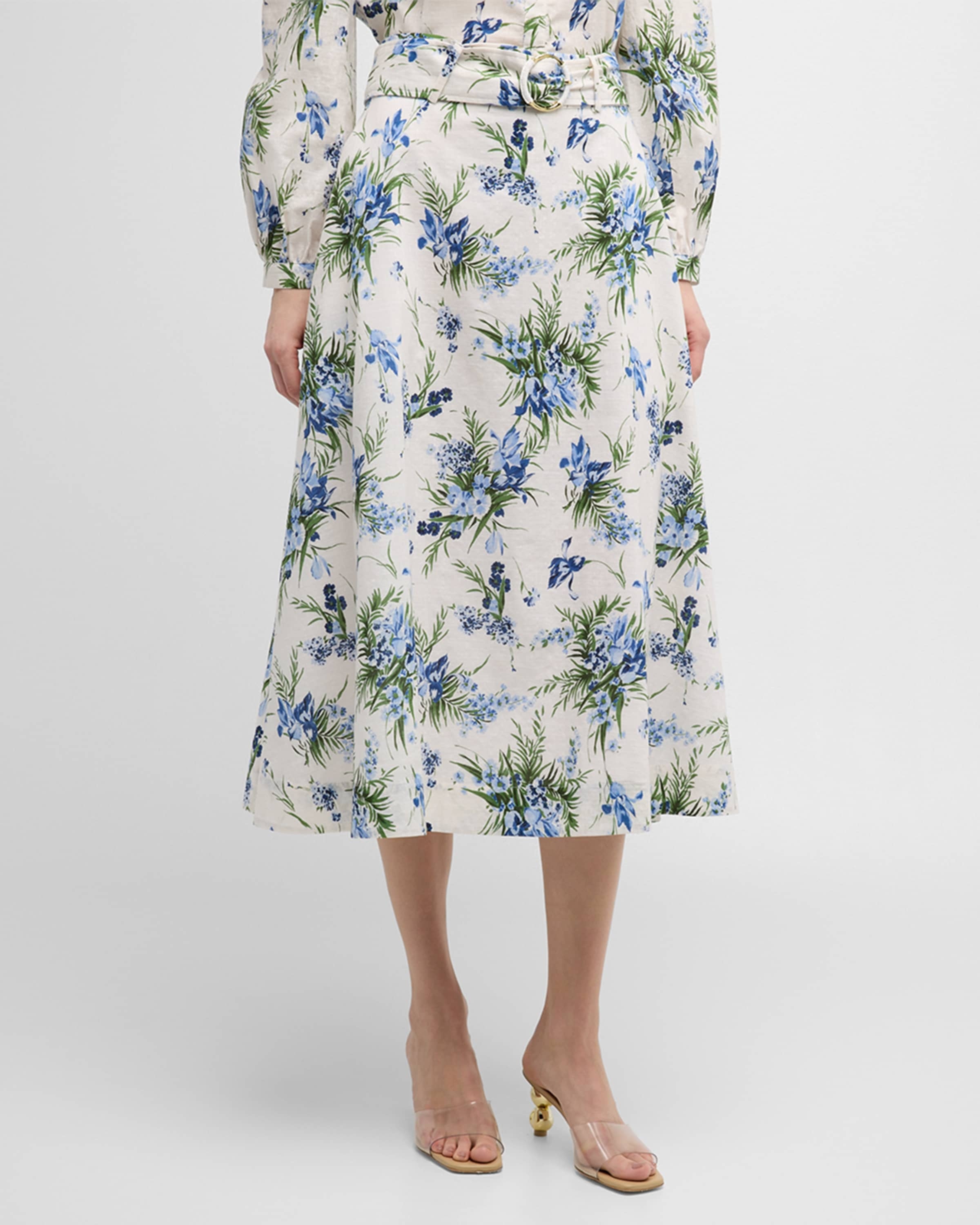 Arwen Floral Belted Midi Skirt - 2