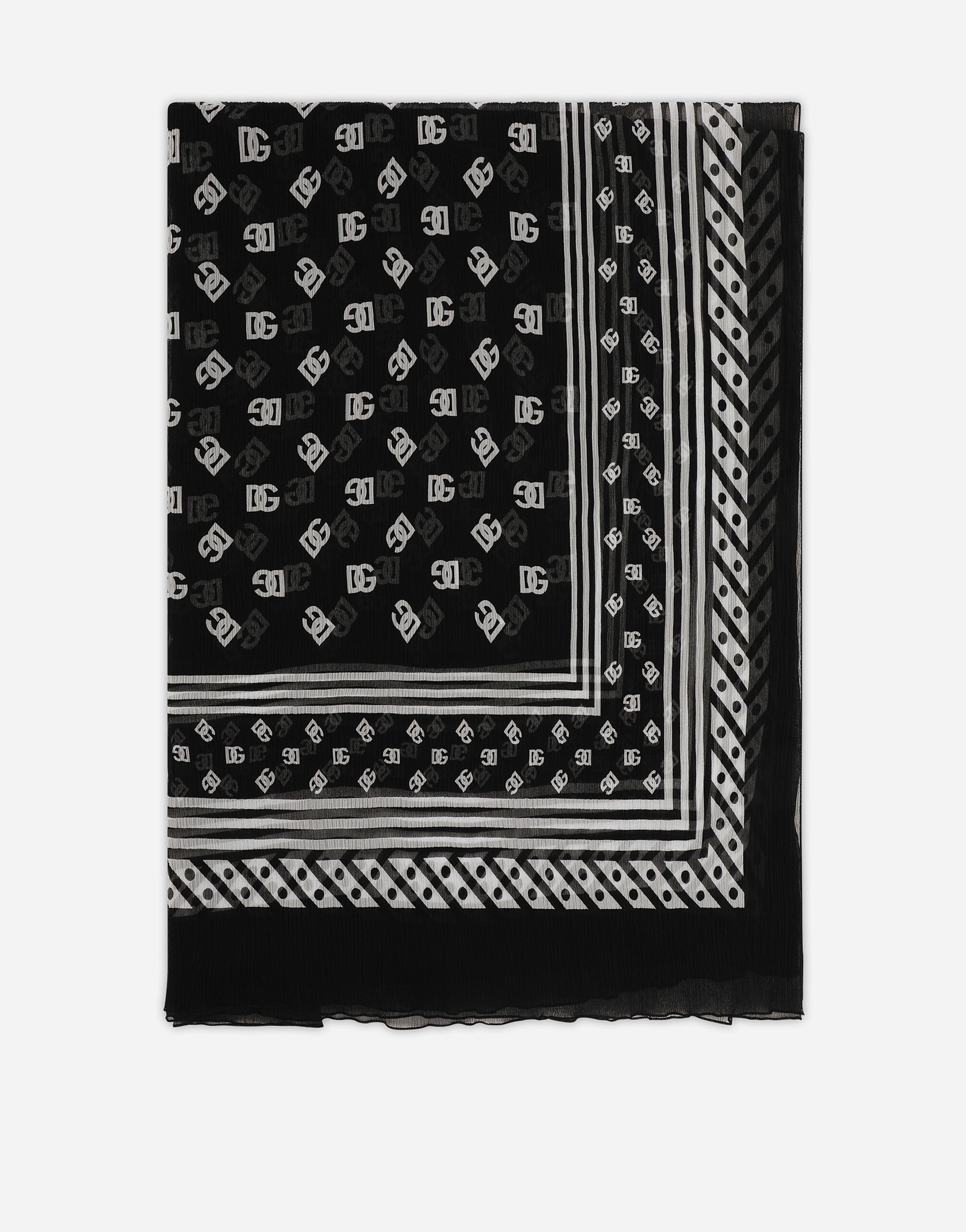 Silk scarf with all-over DG logo print - 1