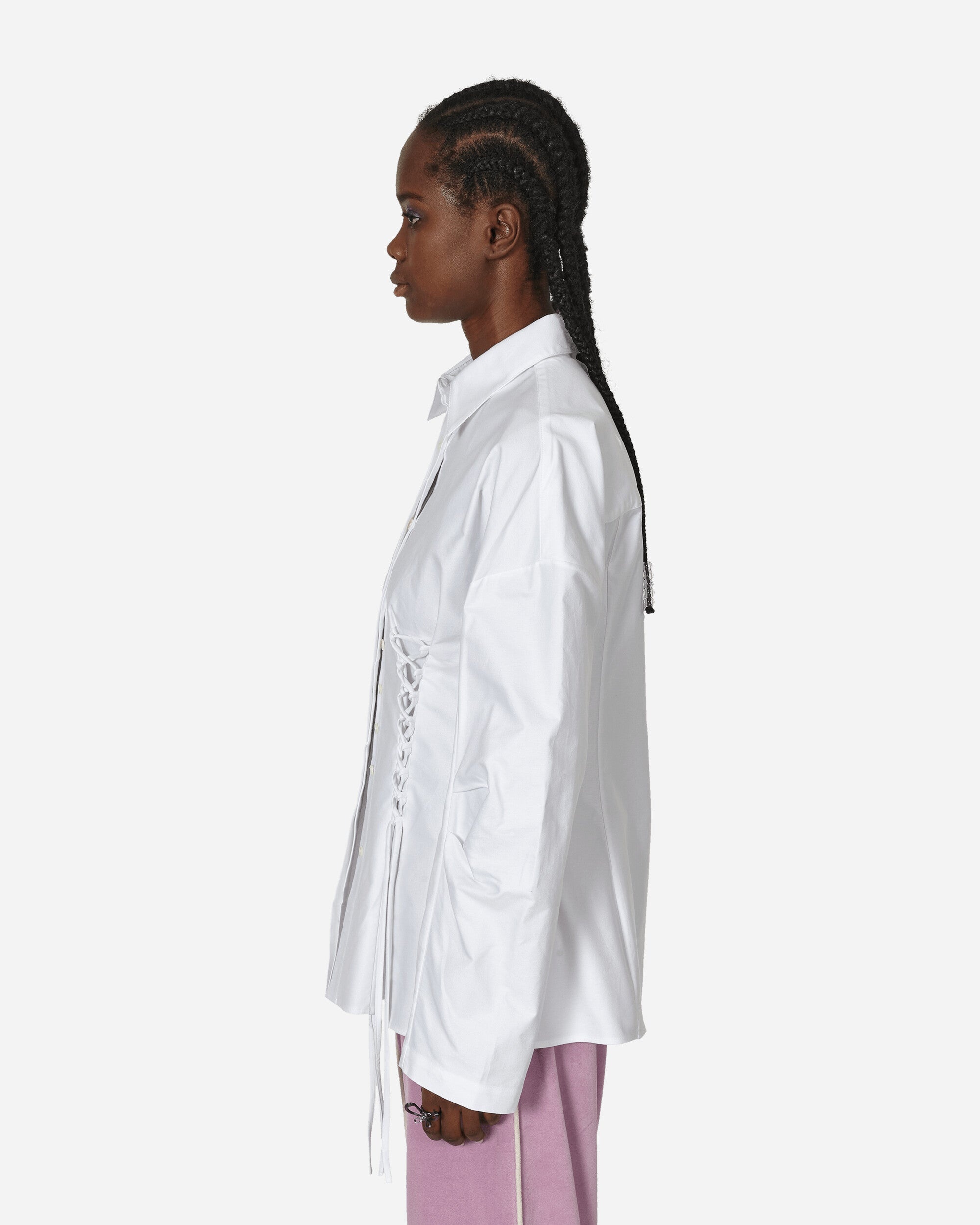 Oxford Laced Button Down Shirt White - 2