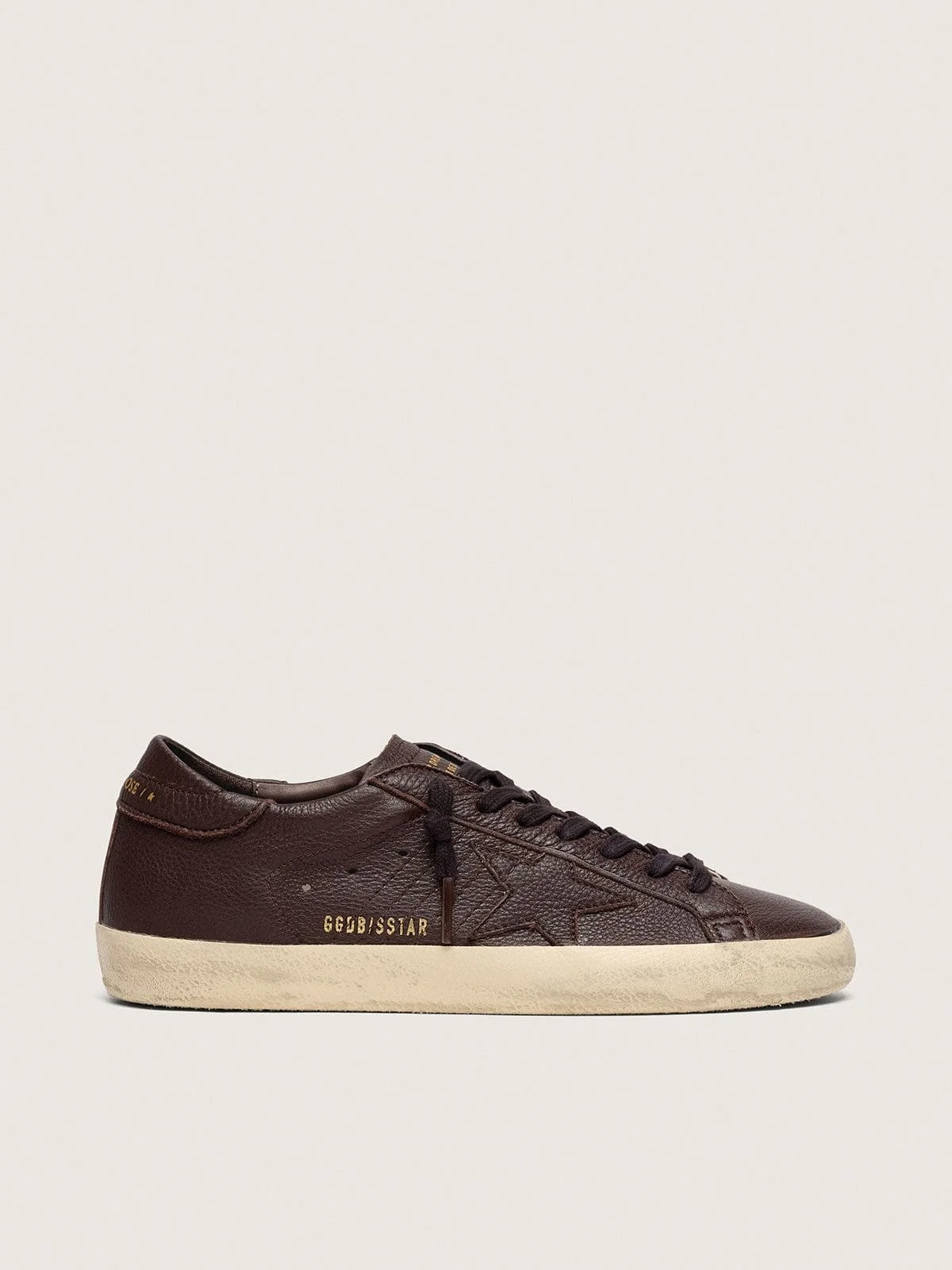 Men's Super-Star in dark brown leather with tone-on-tone leather star - 1