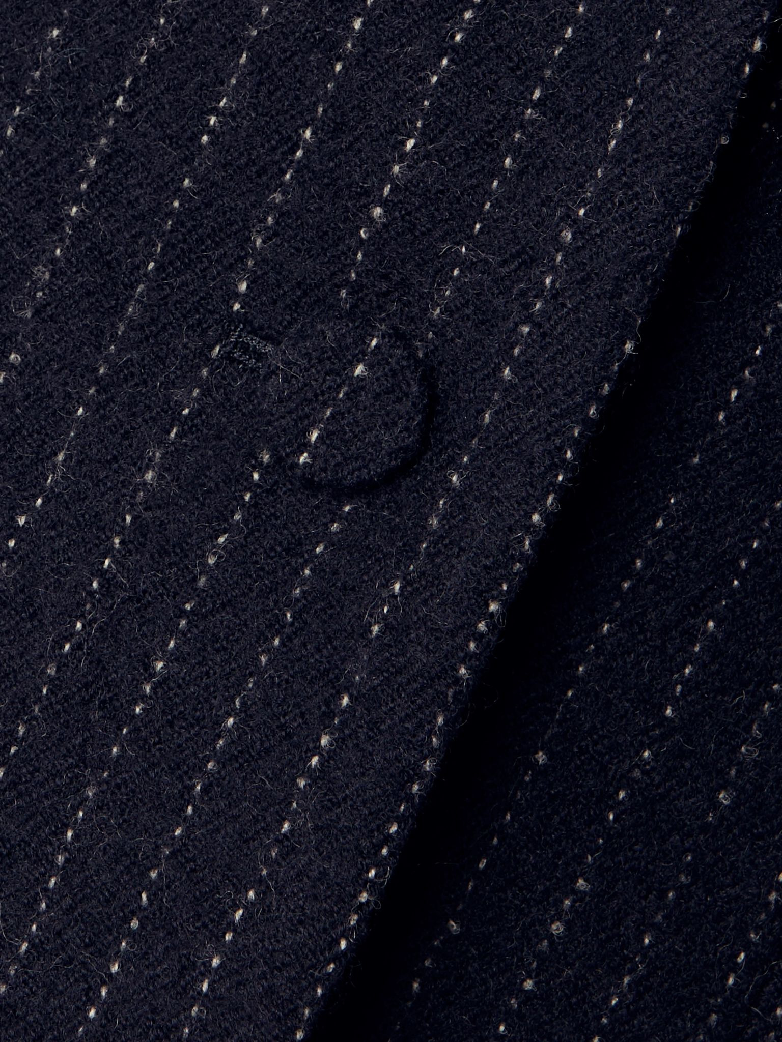 Cropped pinstriped wool blazer Navy - 4