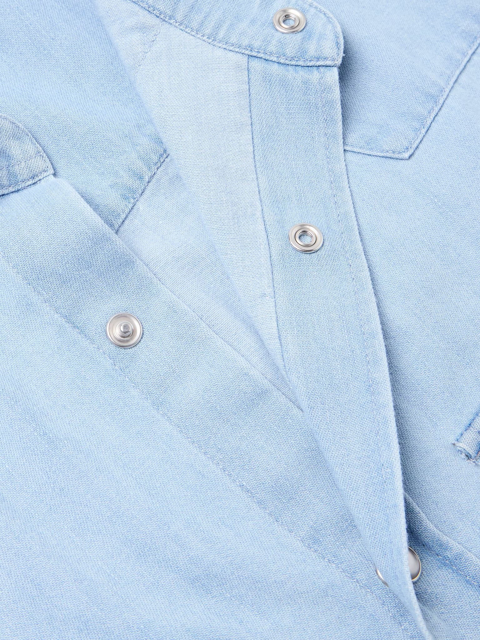 Cotton-Chambray Western Shirt Blue - 5