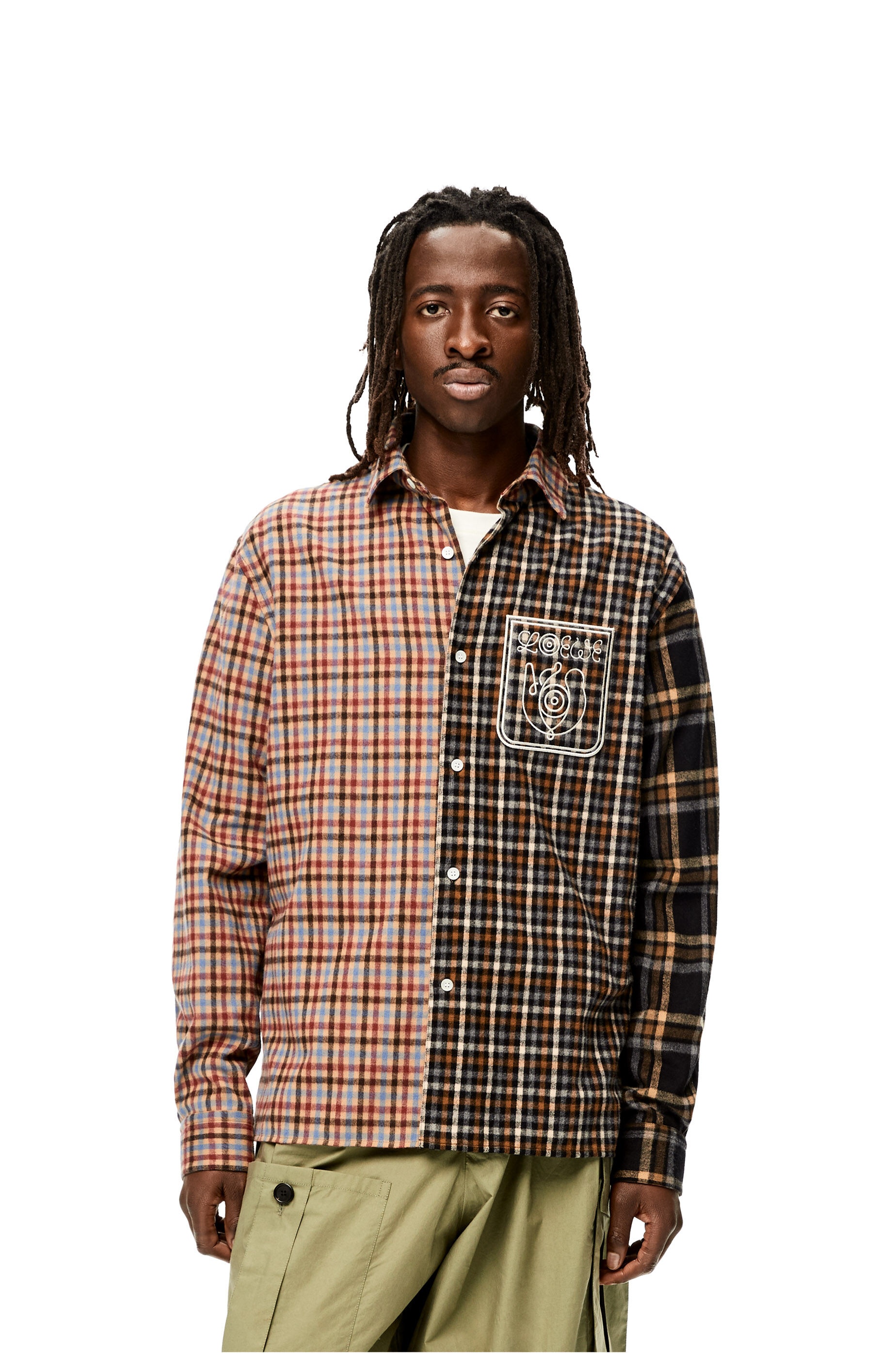 Patchwork flannel shirt in organic cotton - 3