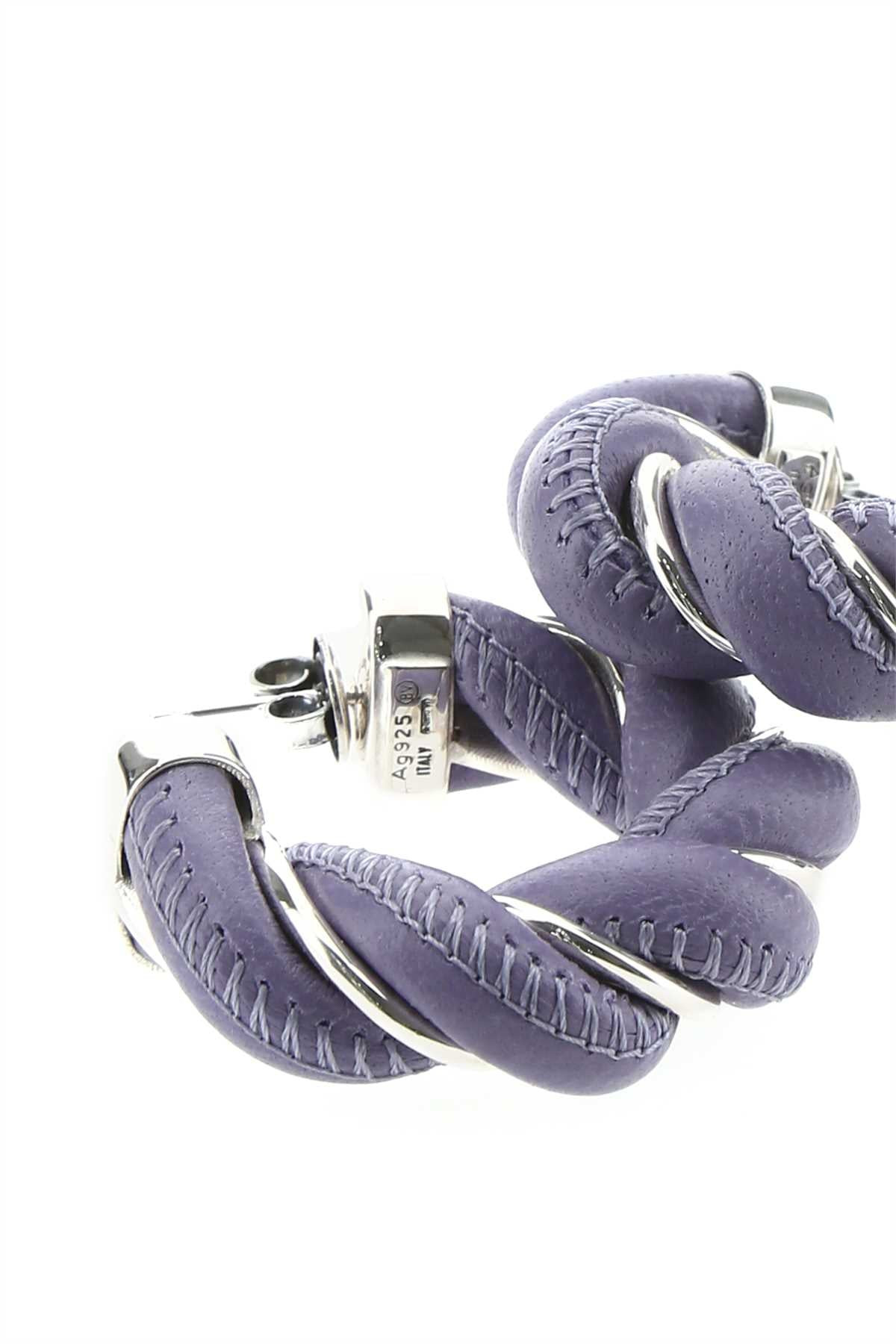 Bottega Veneta Women Lilac Nappa Leather And 925 Silver Earrings - 2